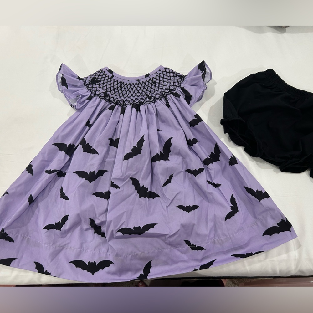 Charming Lilac Bat Halloween Dress With Bloomers